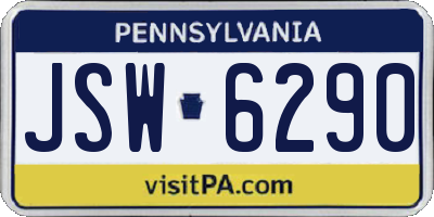 PA license plate JSW6290