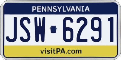 PA license plate JSW6291