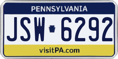 PA license plate JSW6292
