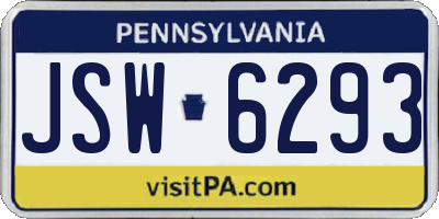 PA license plate JSW6293