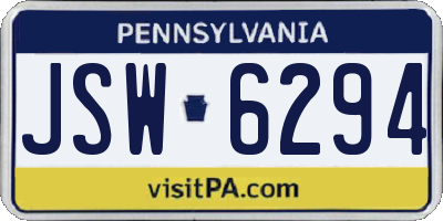 PA license plate JSW6294