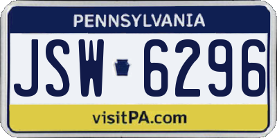 PA license plate JSW6296