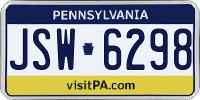 PA license plate JSW6298