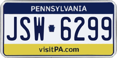 PA license plate JSW6299