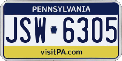 PA license plate JSW6305