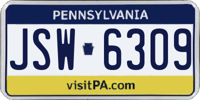 PA license plate JSW6309