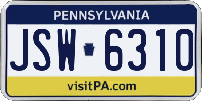 PA license plate JSW6310