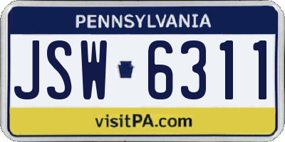 PA license plate JSW6311