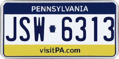 PA license plate JSW6313
