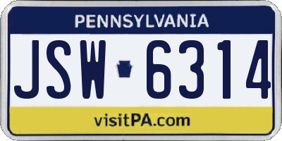 PA license plate JSW6314