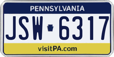 PA license plate JSW6317
