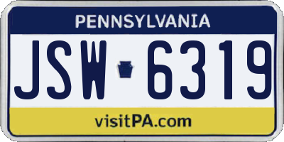 PA license plate JSW6319