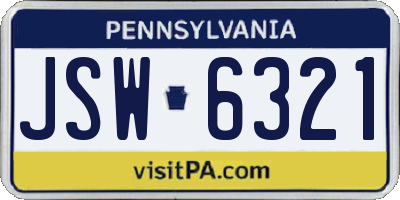 PA license plate JSW6321