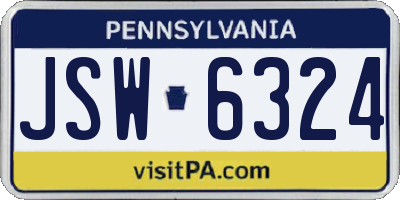 PA license plate JSW6324