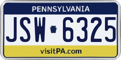 PA license plate JSW6325