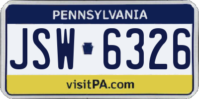 PA license plate JSW6326