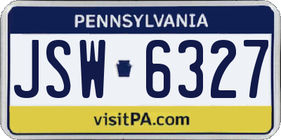 PA license plate JSW6327