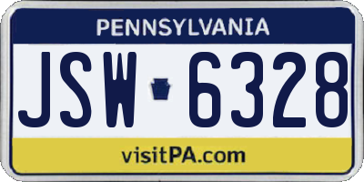 PA license plate JSW6328