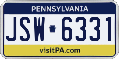 PA license plate JSW6331