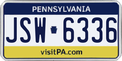 PA license plate JSW6336