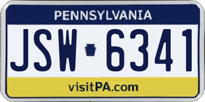 PA license plate JSW6341