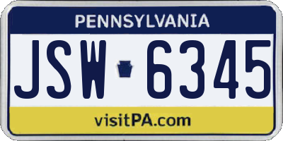 PA license plate JSW6345