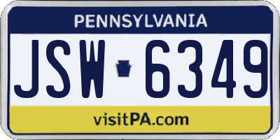 PA license plate JSW6349
