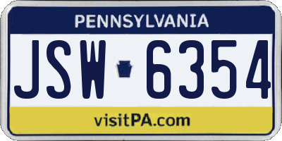 PA license plate JSW6354