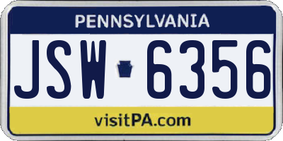 PA license plate JSW6356