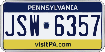 PA license plate JSW6357