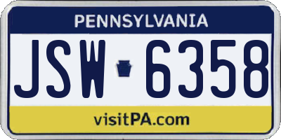 PA license plate JSW6358