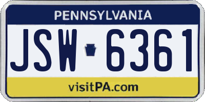PA license plate JSW6361