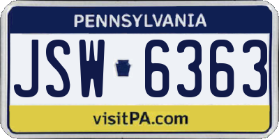 PA license plate JSW6363