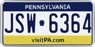 PA license plate JSW6364
