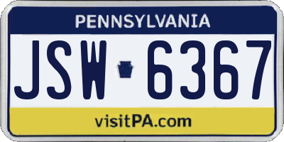 PA license plate JSW6367