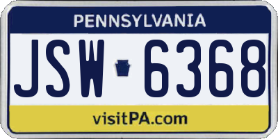 PA license plate JSW6368