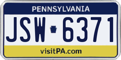 PA license plate JSW6371