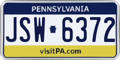 PA license plate JSW6372