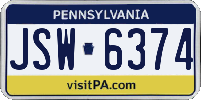 PA license plate JSW6374