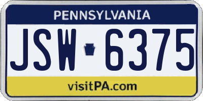 PA license plate JSW6375