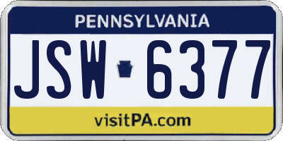 PA license plate JSW6377