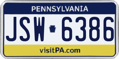 PA license plate JSW6386