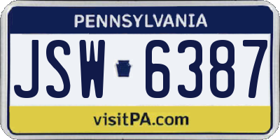 PA license plate JSW6387