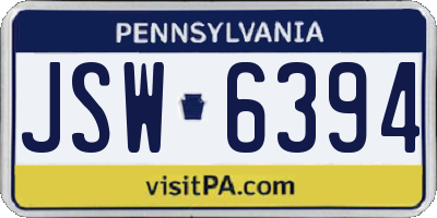 PA license plate JSW6394