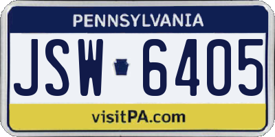 PA license plate JSW6405