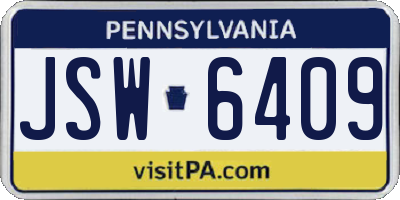 PA license plate JSW6409