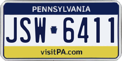 PA license plate JSW6411