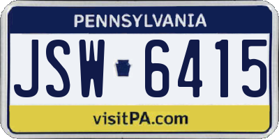 PA license plate JSW6415