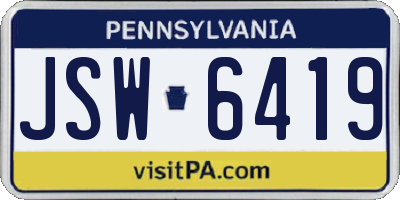 PA license plate JSW6419