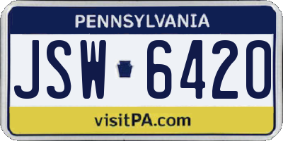 PA license plate JSW6420